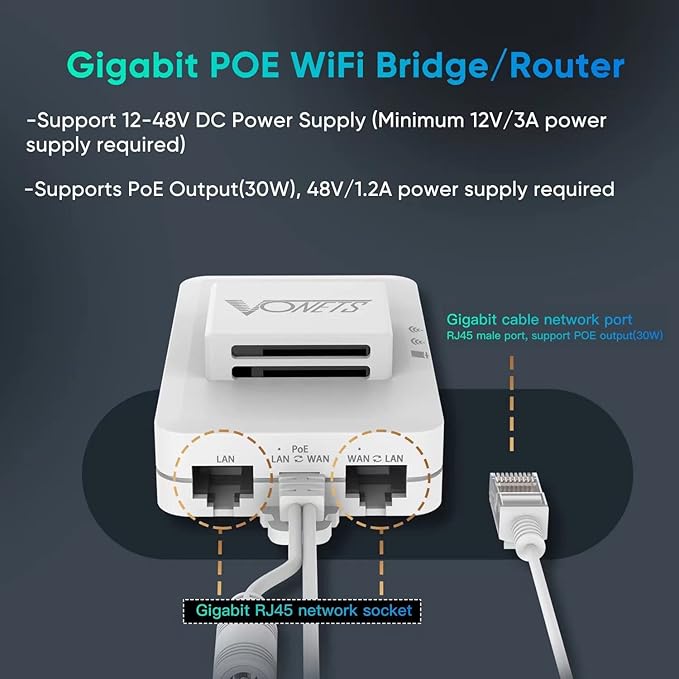 Vonets VAR1200-H High Performance Repeater 1200Mbps Dual Band 2.4G 5G Compact Design Ideal for Long Distance HD Video Streaming Easy Setup Repeater for Enhanced WiFi Coverage and Connectivity