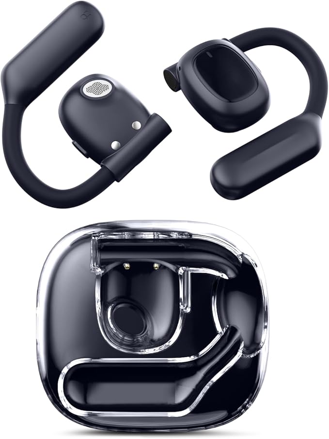 Open Ear Headphones, 80H Playtime Air Conduction Earbuds w/Fast Charging, 16mm Hi-Fi Audio Drivers, Physical Buttons, ENC Mic, IPX5 Waterproof, Bluetooth 5.4, 2025 Upgrade for Workout Black