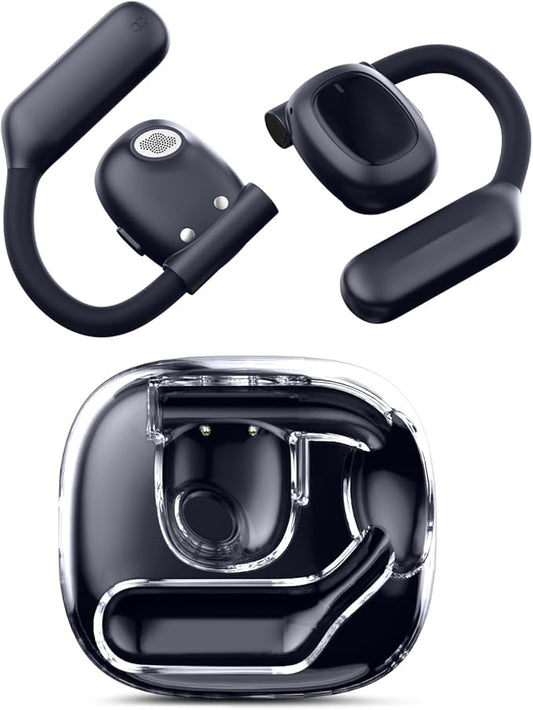 Open Ear Headphones, 80H Playtime Air Conduction Earbuds w/Fast Charging, 16mm Hi-Fi Audio Drivers, Physical Buttons, ENC Mic, IPX5 Waterproof, Bluetooth 5.4, 2025 Upgrade for Workout Black