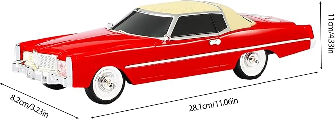 American Retro car Bluetooth Speaker, Mobile Wheel Retro car Model, HD Stereo, TWS Pairing, LED Ambient Light, Type-C Portable Charging, Home, Party, Camping Desktop Decoration (RED)