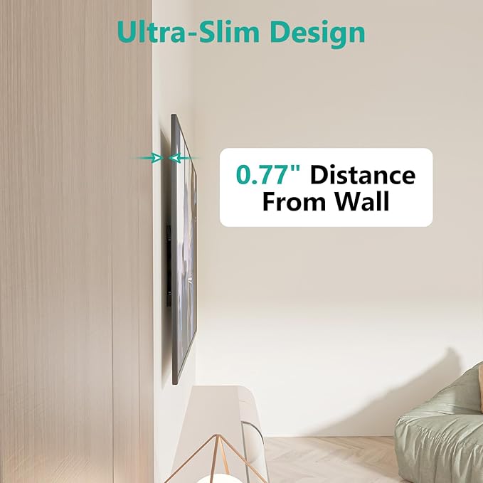 WALI Ultra Slim Full Motion TV Wall Mount Bracket for Most 43-90 Inch Flat Screen TVs, Swivel, Tilt & Extension TV Articulating Mount, Max Mounting Holes 600x400mm, Holds up to 132lbs(TTM-4), Black