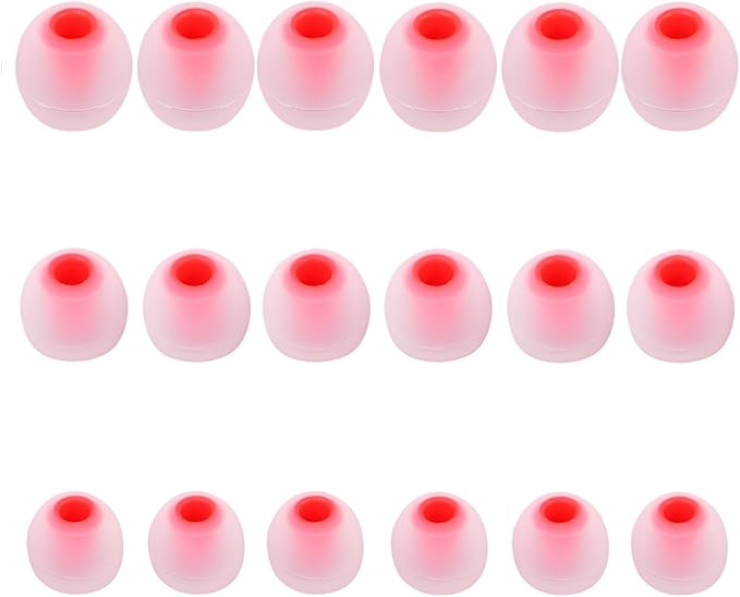 Earbud Replacement Tips Silicone Earbud Tips Earbud Covers Fit for in-Ear Headphones (Inner Hole 3.8mm -5.1mm) Eartips Earbud Rubber Tips 9 Pairs S/M/L, transparent/Red