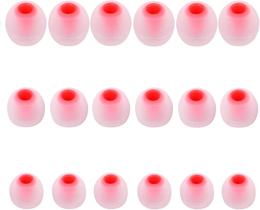 Earbud Replacement Tips Silicone Earbud Tips Earbud Covers Fit for in-Ear Headphones (Inner Hole 3.8mm -5.1mm) Eartips Earbud Rubber Tips 9 Pairs S/M/L, transparent/Red