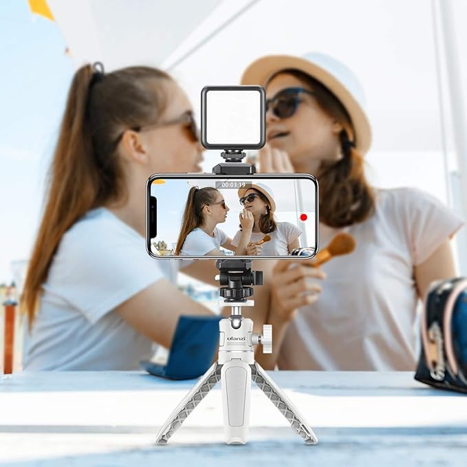 MT-08 White Mini Tripod for Camera,1/4" Screw Universal Portable Camera Tripod Compatible with DJI OSMO Pocket 3/OSMO 360/Insta360 x5/iPhone/Sony/Canon, Extendable Handheld Video Shooting Vlog Stand