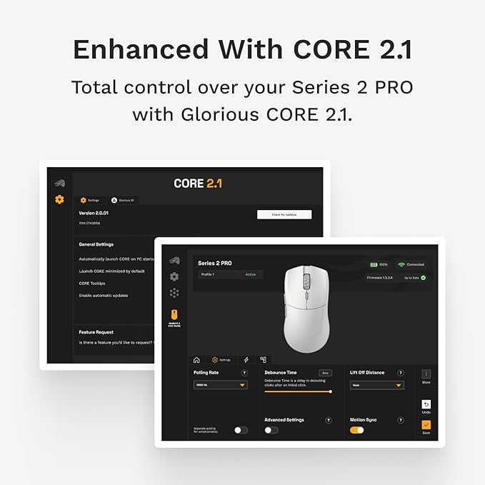 Glorious Gaming Series 2 PRO Wireless Gaming Mouse: Compact, 55g Super Light, 8K Wireless Polling, 26K Sensor, Optical Switches, Esports Mouse for PC Gaming, Fingertip, Clawgrip, & FPS Games, White
