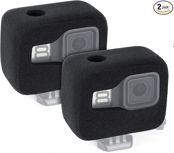 2-Pack Windslayer Cover Housing Frame Case for GoPro Hero 8 Black, Reduces Wind Noise for Optimal Audio Recording