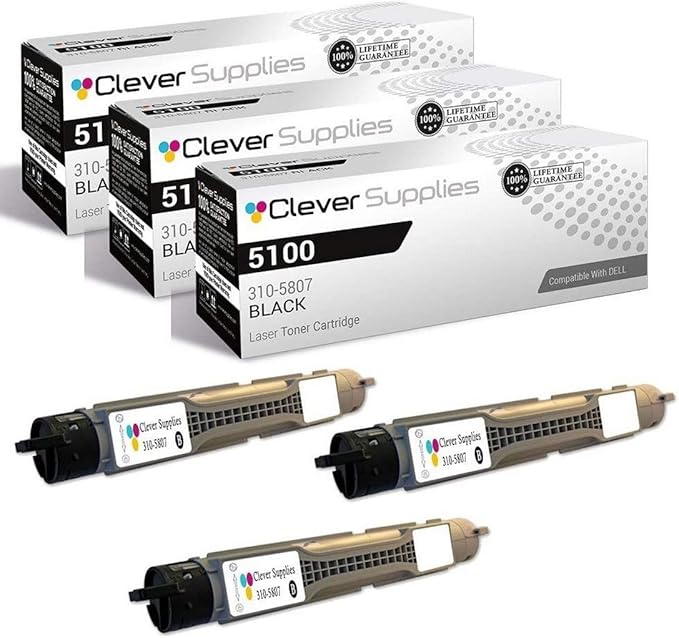 CS Replacement Toner Cartridge Compatible with Dell 5100 310-5807 Black 5100 5100cn 3 Set