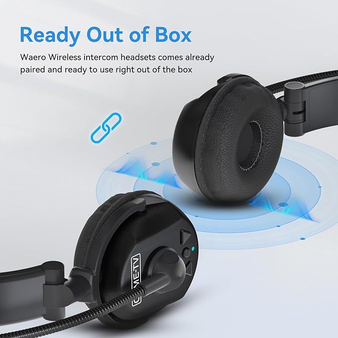cametv Waero 1.9GHz Wireless Intercom Headset System Noise Cancellation Zero Latency Full Duplex 7 Person Team Communication with Hardcase for Church Boating TV Film Production Drone