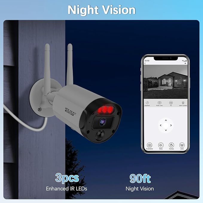 【All-in-One Security System】 Outdoor Wireless Security Camera System, Home Video Surveillance & Security Cameras Systems, WiFi Video Surveillance