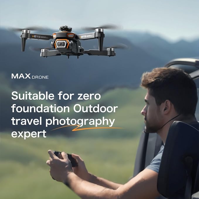 Foldable Quadcopter Drone 2025 Upgraded with 4K Dual Camera, 2.4-Inch HD Screen Remote, Brushless Motor, Optical Flow Positioning, EIS Anti-Shake, APP & Gesture Control, WiFi FPV, 100M Range for Adults and Beginners (14 age+)