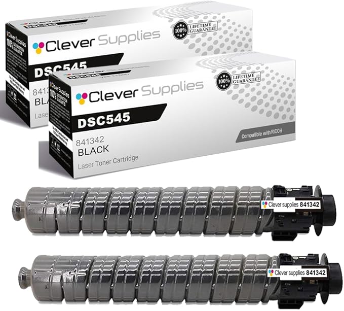 Clever Supplies CS Replacement Compatible with Ricoh DSC545 Toner Cartridge 841342 to use with DSC535 (Black, 2-Pack)