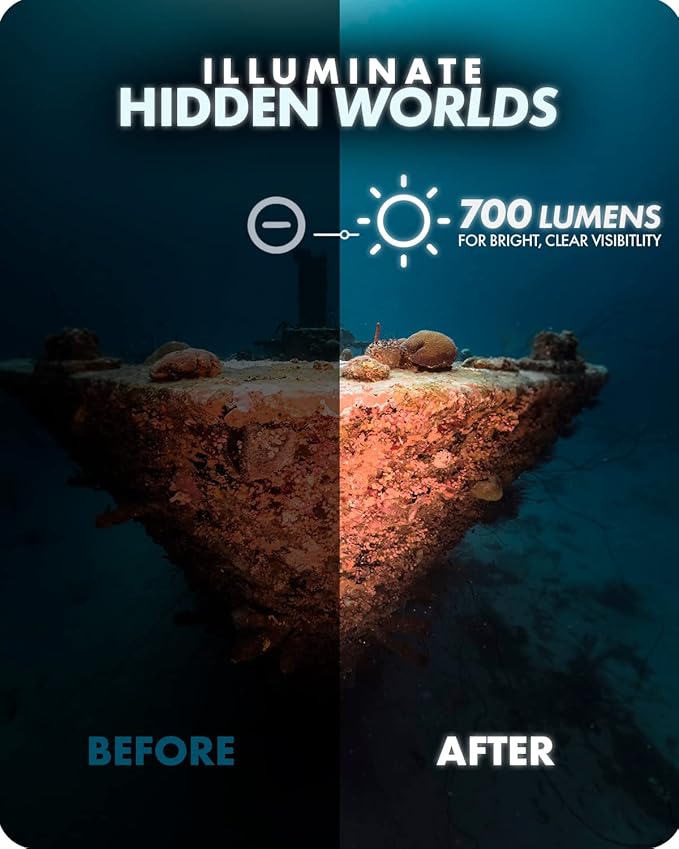 Movo DiveRig1 XL Diving Rig Bundle with Waterproof LED Lights - Compatible with GoPro Hero, HERO5, HERO6, HERO7, HERO8, HERO9, HERO10 and DJI Osmo Action Cam - Scuba Accessories for Underwater Camera