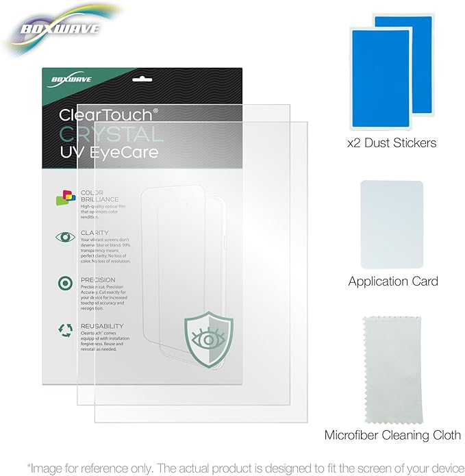 BoxWave Screen Protector Compatible With Amazon Echo Show 21 - ClearTouch Crystal Anti-UV EyeCare (2-Pack), Filters out Harmful Blue Light Reduce Fatigue