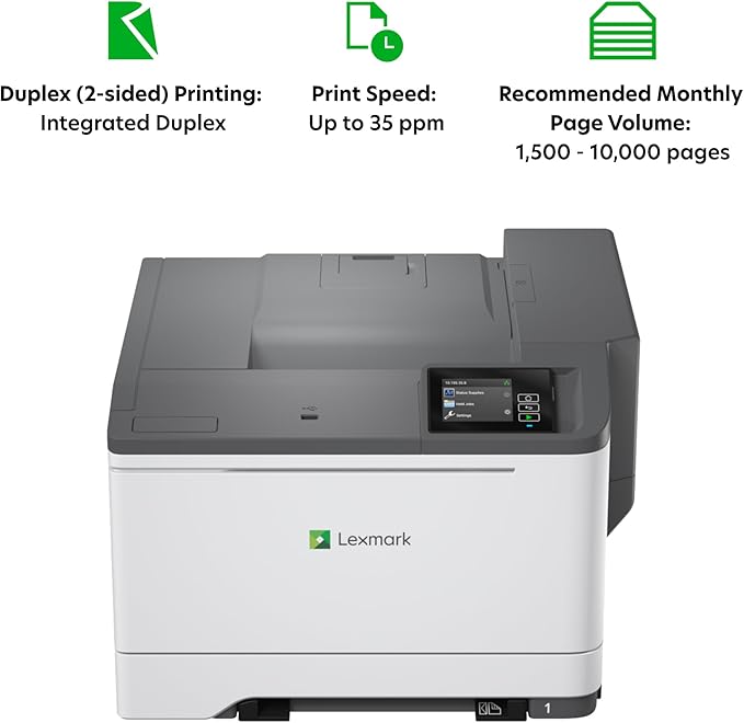 LEXMARK CS531dw Color Laser Printer with Wireless connectivity, Gigabit Ethernet, Single Sheet Multipurpose Feeder and Multiple Media Sizes Supported.(50M0020)