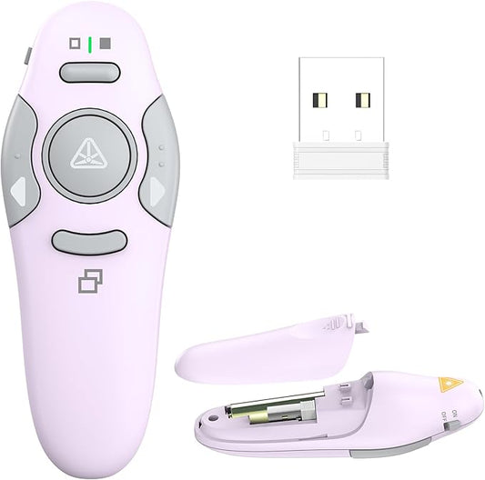 QUI Presentation Clicker Wireless Presenter Remote Clicker for PowerPoint Presentation Remote, PowerPoint Slide Advancer for Mac/Windows/Google Slide/Keynote, USB, Purple