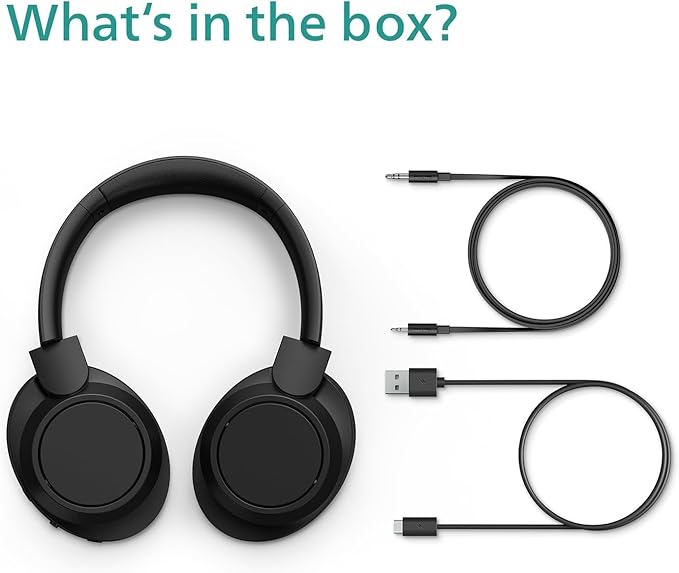 PHILIPS H6509 Wireless Headphones,Over-Ear Bluetooth Headphones with Noise Canceling Pro,Dynamic Bass,70H Battery Life,Fast Charging,Soft Ear Cups,Bluetooth 5.3, Multipoint Connectivity,App Control