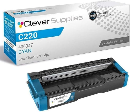 CS Replacement Toner Cartridge Compatible with Ricoh C220 406047 Cyan Color Laser Aficio SP C220 Aficio SP C220A Aficio SP C220DN Aficio SP C220N Aficio SP C220S Aficio SP C221 Cyan