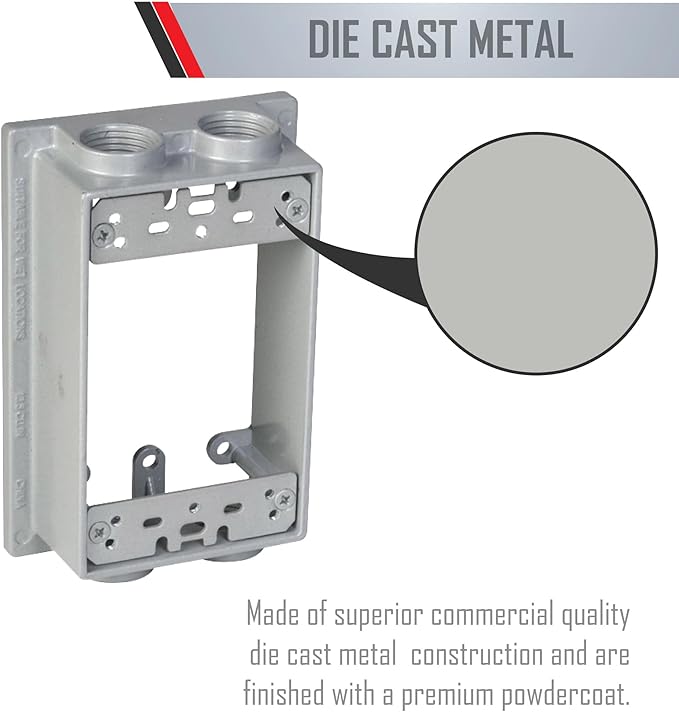 TayMac SE450S Weatherproof Box Extension, 1-Gang, (4) 1/2-Inch Outlets, Gray
