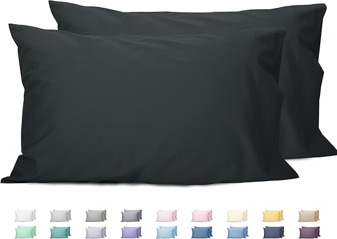 Sunflower King Pillowcases Set of 2, 100% Cotton King Size Pillow Cases 2, 20×40 inches Black, Soft and Breathable