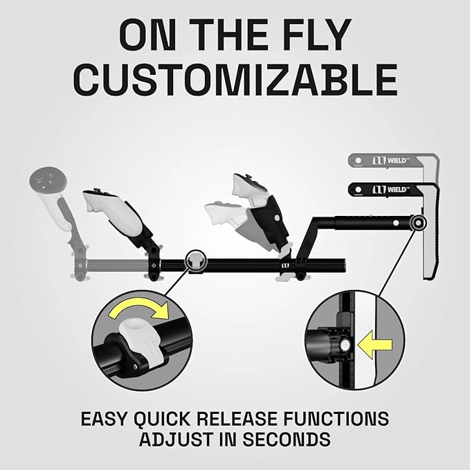 WIELD VR Gun Stock for Quest 2, 3, 3S, Pro & with Silicone Grips - OneStock Pro - with Premium Tactical Sling & Grip Height Module - VR Accessory for Shooting Games - OneStock Pro