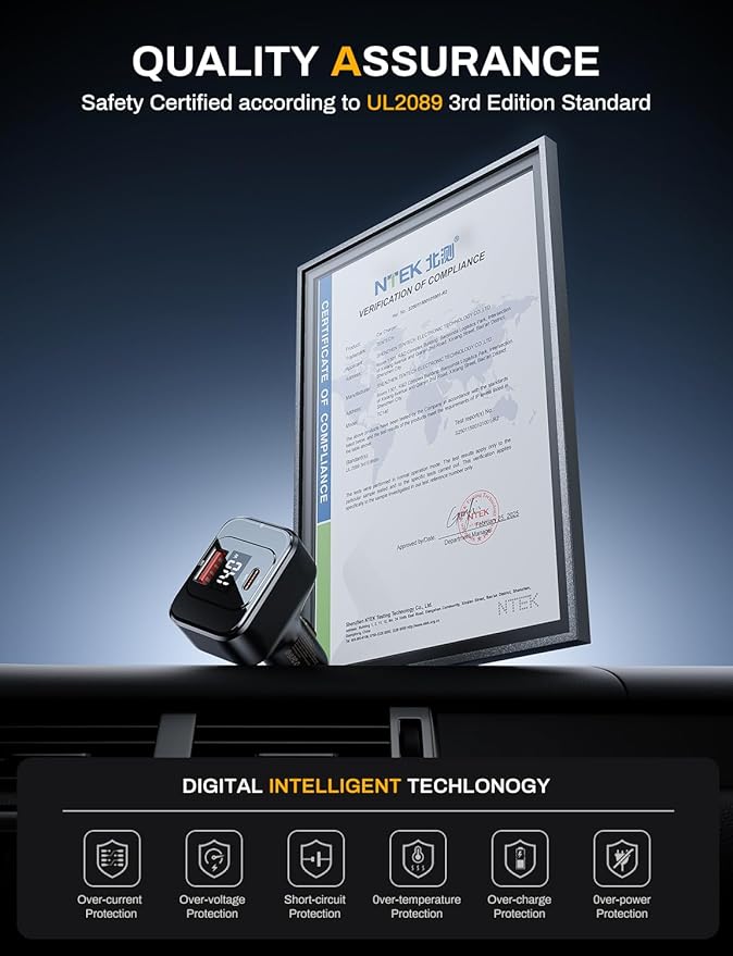 PD3.1 140W Single Port Max Output Power USB-C Car Charger, 170W Max 2-Port Type-C Fast Car Charger with Real-Time Display for MacBook, Laptop, iPhone 17/16/15/14, Samsung S25/24, Drone and More