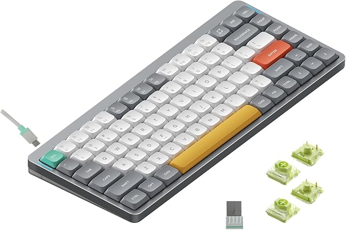 nuphy Air75 V2 Portable 75% Mechanical Keyboard,Wireless Keyboard,Supports Bluetooth/2.4G/USB-C RGB Gaming Keyboards,Compatible with Windows/Mac OS/Linux Systems Grey-Gateron Aloe Switch