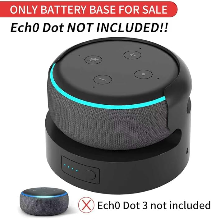 Battery Base for Dot 3rd Gen &Google Mini 2 Battery Stand Portable Charger for Dot 3rd Back up Battery 16 Hours Play time, Not Include D0t 3