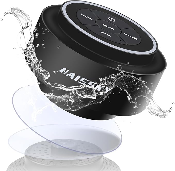 Shower Speaker Bluetooth Waterproof, Portable Wireless Waterproof Speaker for Pool, Floating IP67 Bathroom Speakers with Suction Cup for Camping Beach Party, Electronic Gifts, Hands-Free