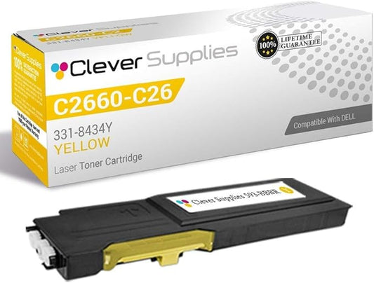 CS Replacement Toner Cartridge Compatible with Dell C2660DN 593-BBBR Yellow Color Laser C2660dn Color Laser C2665dnf