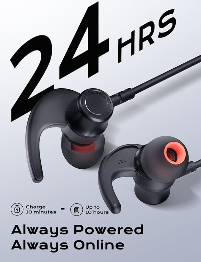 Bluetooth Headphones, aptX-HD Wireless 5.0 Bluetooth Earbuds w/Mic in-Ear Magnetic Neckband Earphones 30Hrs Playtime w/Earhooks, IPX7 Sweatproof Deep Bass Headset for Phone Call Music Sports