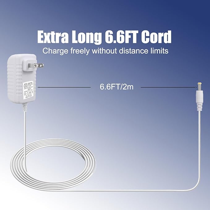 White 15W Power Adapter Compatible with Echo Dot 3rd/4th/5th Gen Echo Po Echo Show 5 (1st & 2nd Gen) Kids Edition Smart Speaker Charger, 6.6FT Cord, DC Plug Replacement