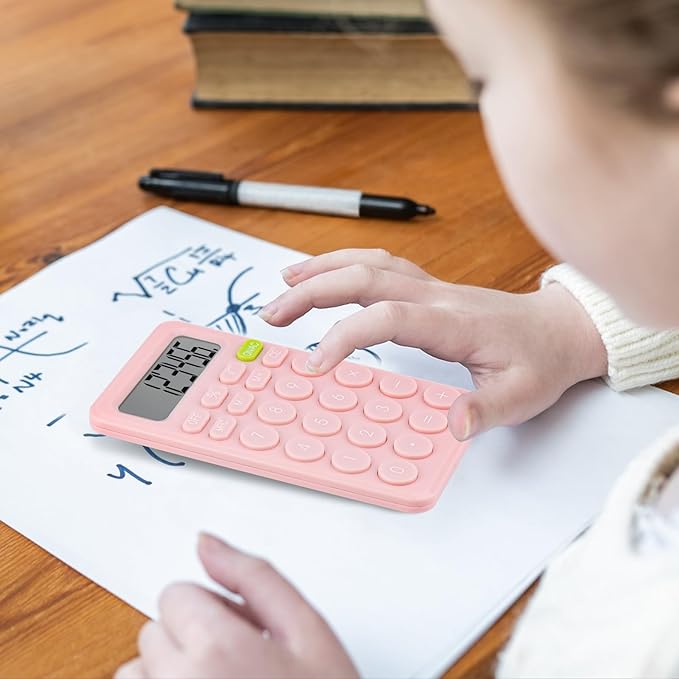 Basic 4 Function Calculator for Students and Office: Small, Portable, and Easy-to-use - Suitable for School and Office Essentials(Pink)