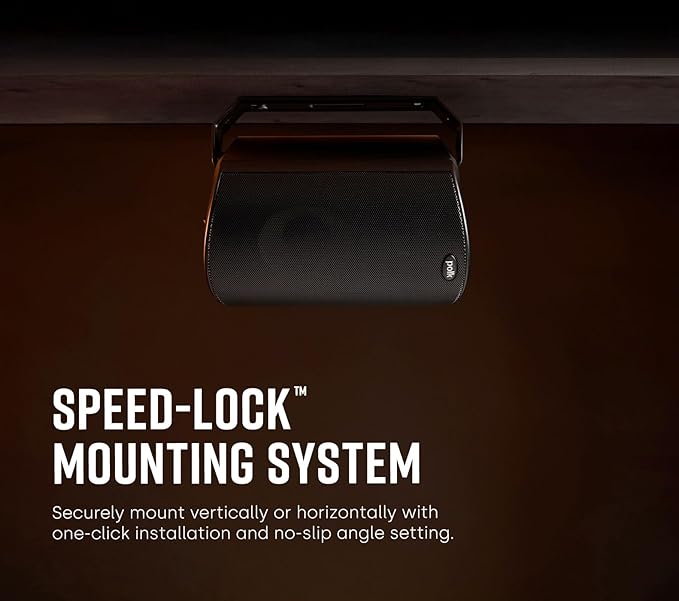 Polk Audio Atrium 4 Weatherproof Outdoor Speakers with Powerful Bass (Pair, Black), All-Weather Durability, Broad Sound Coverage, Speed-Lock Mounting System (Pack of 6)