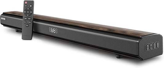 Soundbar, 100Watts-32 Inches Sound Bar for Smart TV, with 6 Built-in Speakers (2 Surround Bass),3EQ Modes, Bluetooth Sound Bar with HDMI(ARC), Optical, AUX, COA and USB Inputs (Wood Color)