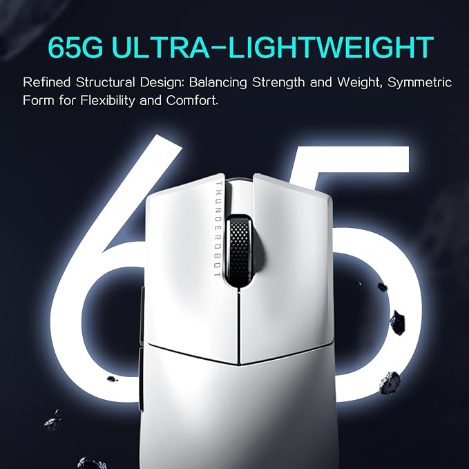 Thunderobot ML903 4K Souris Gamer Sans Fil avec Station de Charge RGB, Capteur Optique de 26 000 DPI,PAW3395,Longue Durée de Vie de la Batterie, Souris Ergonomique Sans Fil Pour PC, Mac