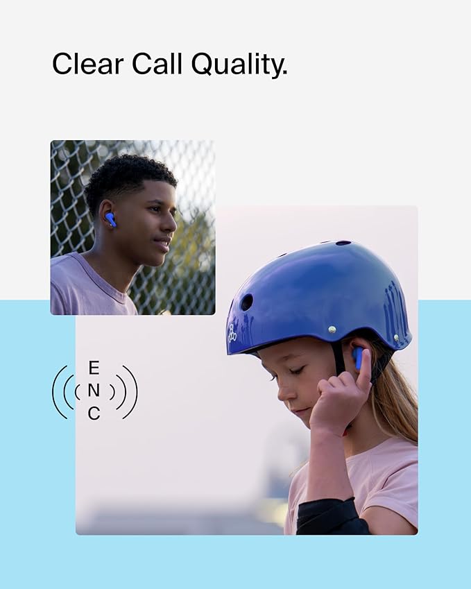 Belkin SoundForm Nano 2 Bluetooth Earbuds for Kids with Built-in Microphone, 28H Battery Life, Safe 85dB Volume, IPX5 Water Resistance - Kids Bluetooth Earbuds for iPhone, iPad, Galaxy, & More - Blue