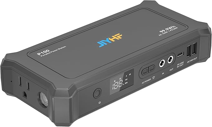 JIYHF Portable Power Bank with AC Outlet - 99.9Wh Backup Battery, 100W AC & 65W USB-C PD Fast Charging Ideal for Outdoor Work, Compatible with iPhone16/15 Series, iPad, MacBook, Laptop