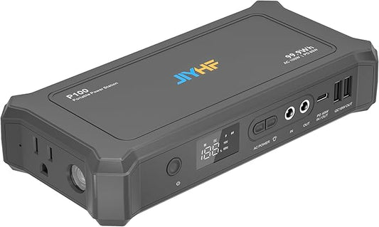 JIYHF Portable Power Bank with AC Outlet - 99.9Wh Backup Battery, 100W AC & 65W USB-C PD Fast Charging Ideal for Outdoor Work, Compatible with iPhone16/15 Series, iPad, MacBook, Laptop