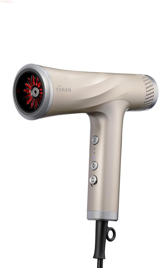 Blow Dryer with Scalp Massager, Ionic Reset Technology, Hair Dryer with Diffuser Attachment - Quiet, Lightweight, and Powerful for Women (Gold)