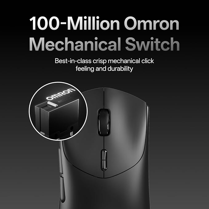 Rapoo VT7 Wireless Gaming Mouse, True 8K Wireless Polling Rate, 53g Lightweight, Up to 500 Hr Battery, Nordic nRF54L15 MCU, 100-Million Mechanical Switch, 10 Programmable Buttons, Black