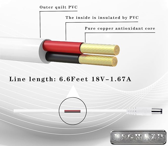 30W Power Cord Replacement for Echo (4th Gen/3rd Gen), Echo Show 10, Alexa Show 21, Show 15, Echo Show 8 Charger Adapter Cable 6.6 FT
