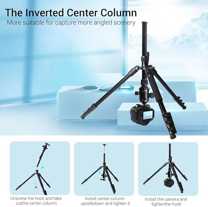 71" Camera Lightweight Foldable Aluminum Tripod & Monopod with 360° Ball Head Payload 33lbs, Adjustable Height Professional Travel Tripod for DSLR Camera Shooting Smartphone