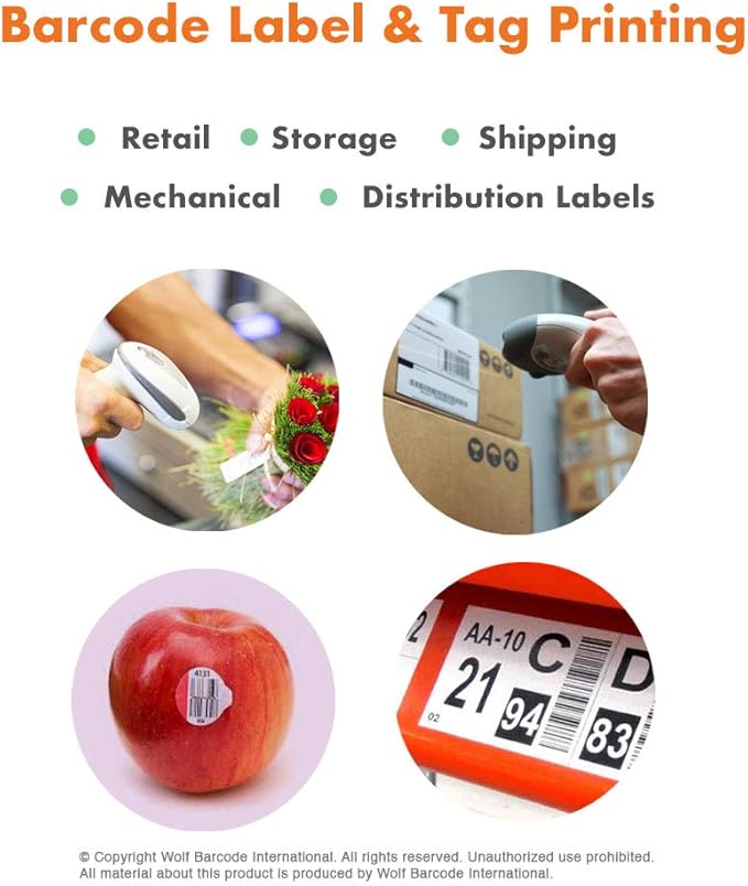 12 Rolls Wolfbarco 4.33" x 243' (110mm x 74m) Black Premium Resin-Enhanced Wax Thermal Transfer Ribbon Compatible with Zebra GC420t, GK420t, GX420t, GX430t, TLP2442, TLP2844, ZD220, ZD421t Printers