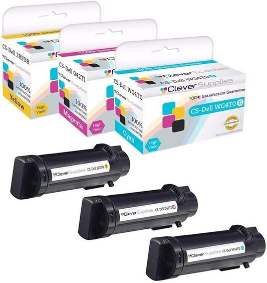 CS Replacement Toner Cartridge Compatible with Dell H625cdw WG4T0 Cyan 042T1 Magenta 2RF0R Yellow H625cdw H825cdw S2825cdn 3 Color Set