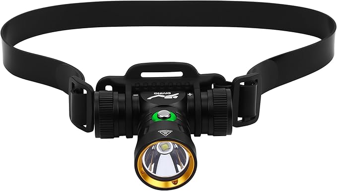 WINDFIRE Dive Light Diving Headlamp, IPX8 Waterproof Flashlight, Super Bight Underwater Lights, 3 Modes Dive Headlight with Power Indicator for Snorkeling, Diving