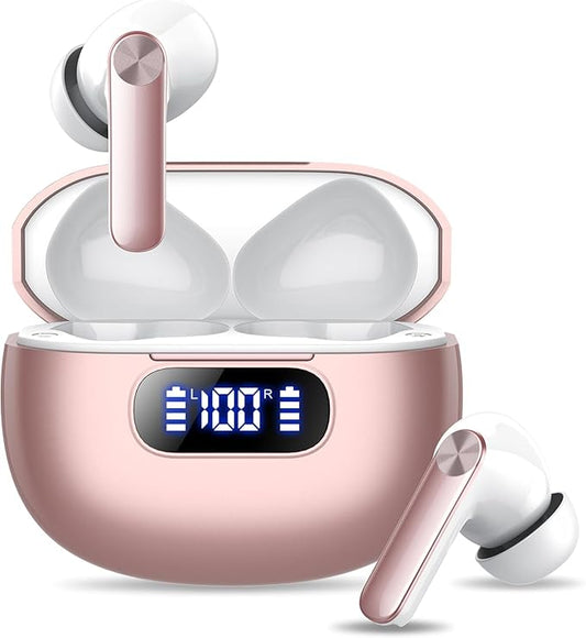 Wireless Earbuds, Bluetooth Earbuds with Bass Stereo Sound, Bluetooth 5.3 Headphones with LED Power Display 48Hours Playtime ENC Noise Cancelling Mic, in Ear Ear Buds IP7 Waterproof for Android iOS