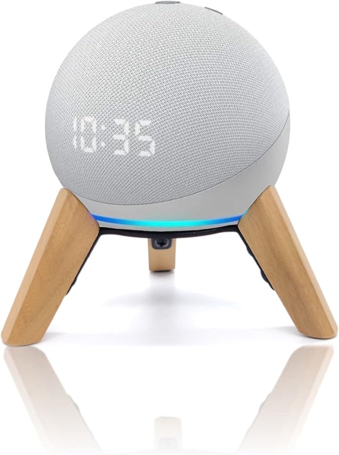 Real Wood Stand for Echo Dots(4th Gen),(5th gen) Speaker,Wooden Mount Accessories Anti-Slip Holder Tripod for Echo Dot (2024 Model),(White Oak)