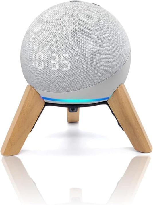 Real Wood Stand for Echo Dots(4th Gen),(5th gen) Speaker,Wooden Mount Accessories Anti-Slip Holder Tripod for Echo Dot (2024 Model),(White Oak)