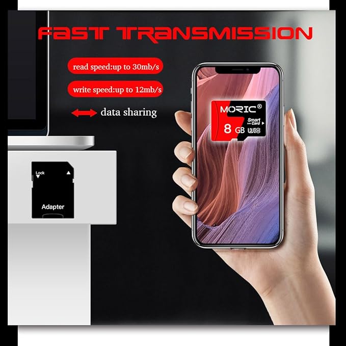 2 Pack 8GB Micro SD Card with SD Adapter High Speed Memory Card,C10 A1 Memory TF Card for Camera/Dash Cam/Smartphone/Tablet/Drone