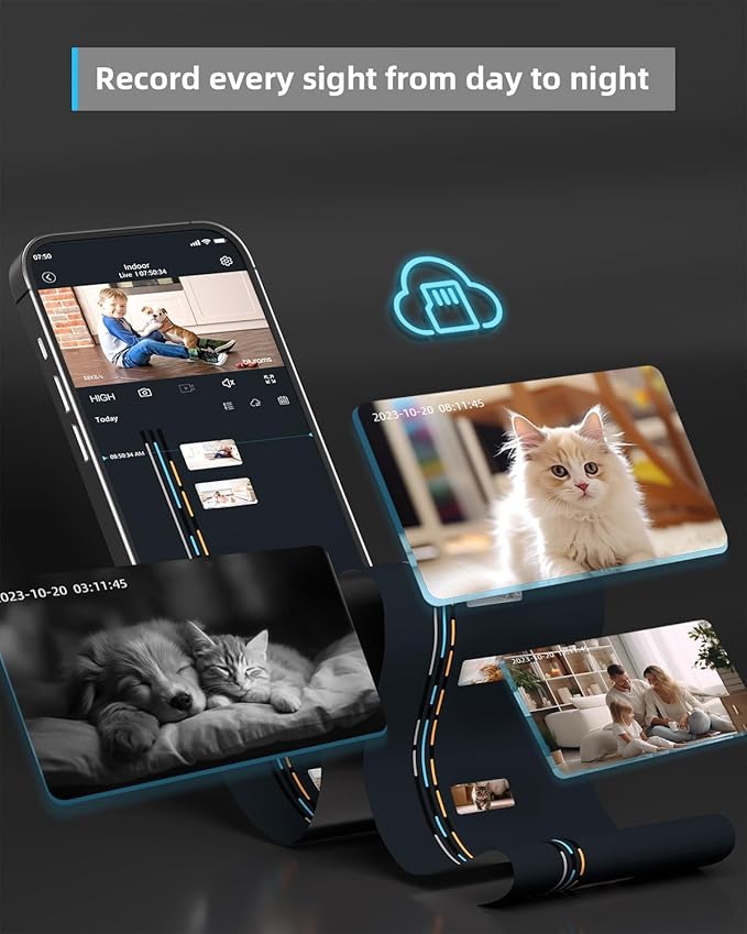 blurams Indoor Camera 2K, Cameras for Home Security 5G&2.4GHz, 360° Pet Camera w/Motion Tracking, Phone App, 2-Way Audio, IR Night Vision, Siren, Works with Alexa & Google Assistant